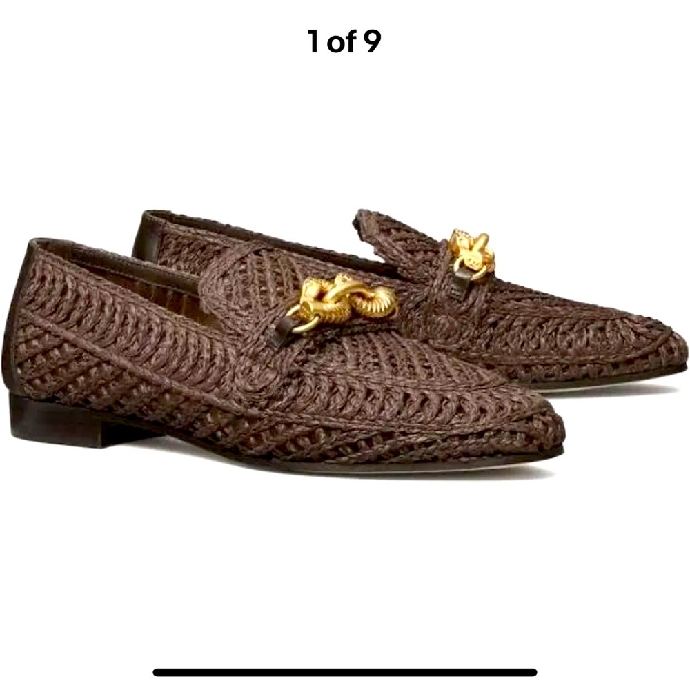 NEW Tory Burch Jessa Raffia & Leather Loafer Size 9.5